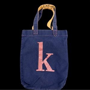 Stylish Navy Tote Bag with Pink Lettering